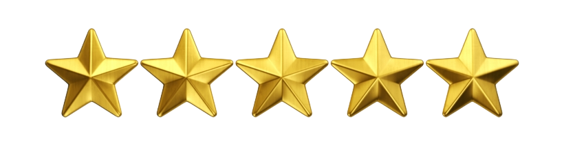 Five gold stars, arranged horizontally on a white background.