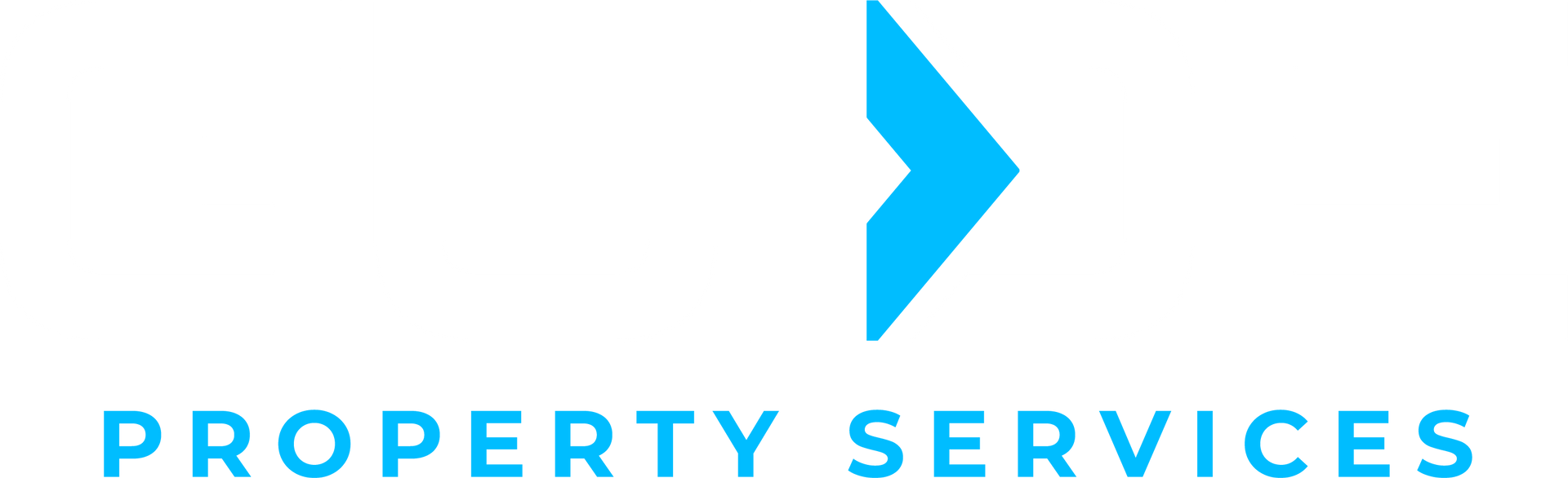 A light blue chevron arrow pointing right, with the words
