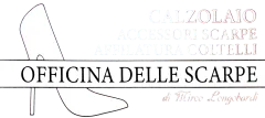 Logo with shoe illustration and text “OFFICINA DELLE SCARPE” and “ZOLAIO, TAPEZZERIA, OTTICI”