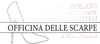 Logo with shoe illustration and text “OFFICINA DELLE SCARPE” and “ZOLAIO, TAPEZZERIA, OTTICI”