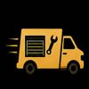 Yellow service van icon with wrench and toolbox, suggesting mobile repair or maintenance