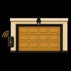 Smart garage door with remote keypad and wireless signal icon