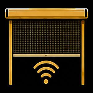 Black-and-gold app icon of a window shade with a Wi‑Fi symbol below
