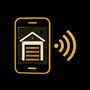 Golden smartphone with a house icon and wireless signal, suggesting smart home connectivity