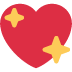 Corazón rojo con dos destellos amarillos