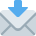 Una flecha azul hacia abajo que apunta a un icono de sobre
