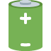 Icono de batería verde con símbolos de más y menos, carga casi completa.