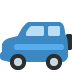 Icono de coche azul con ruedas negras, vista lateral