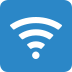 Icono de señal Wi-Fi blanca sobre un fondo cuadrado redondeado azul.