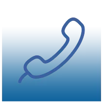 Icono de teléfono azul sobre un fondo con degradado de azul claro a oscuro.