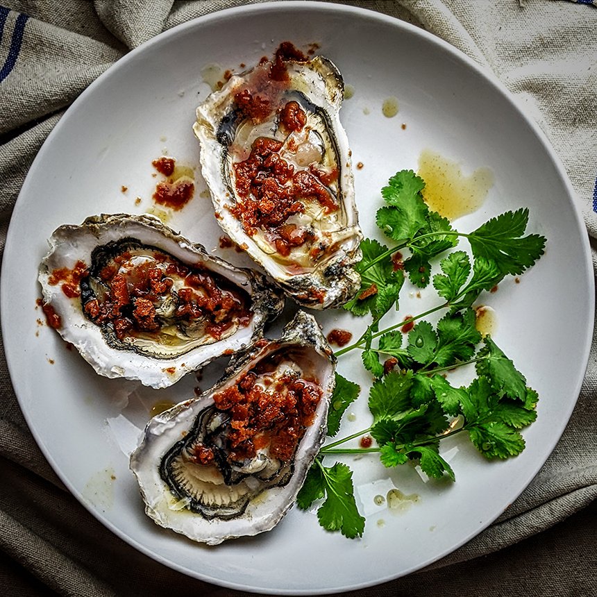 Oysters with Bloody Mary Granita Recipe UK Tongue In Peat