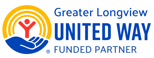 Greater Longview United Way funded partner logo in blue, orange, red, and white