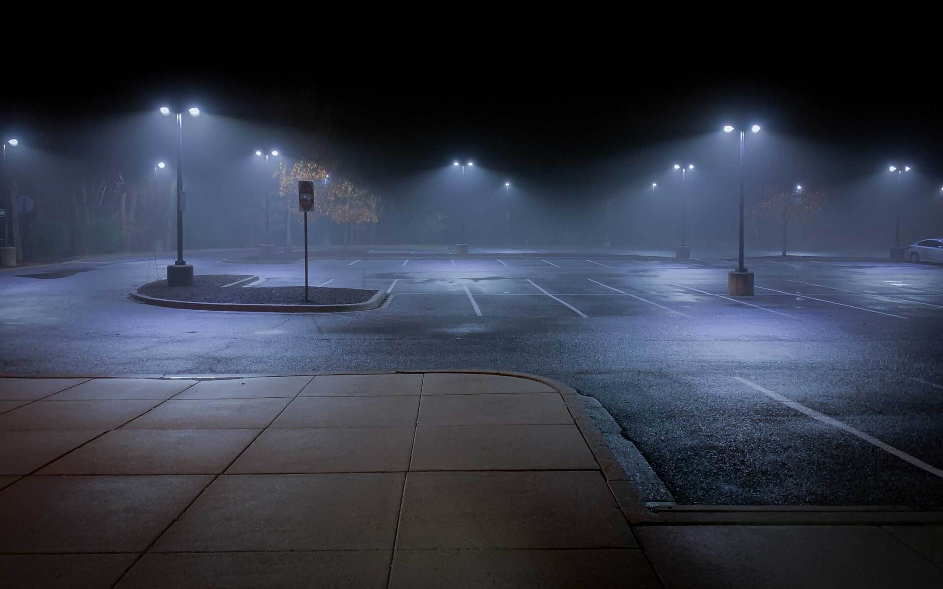 Misty parking lot due to the rain — Lee’s Summit, MO — P&L Electric LLC