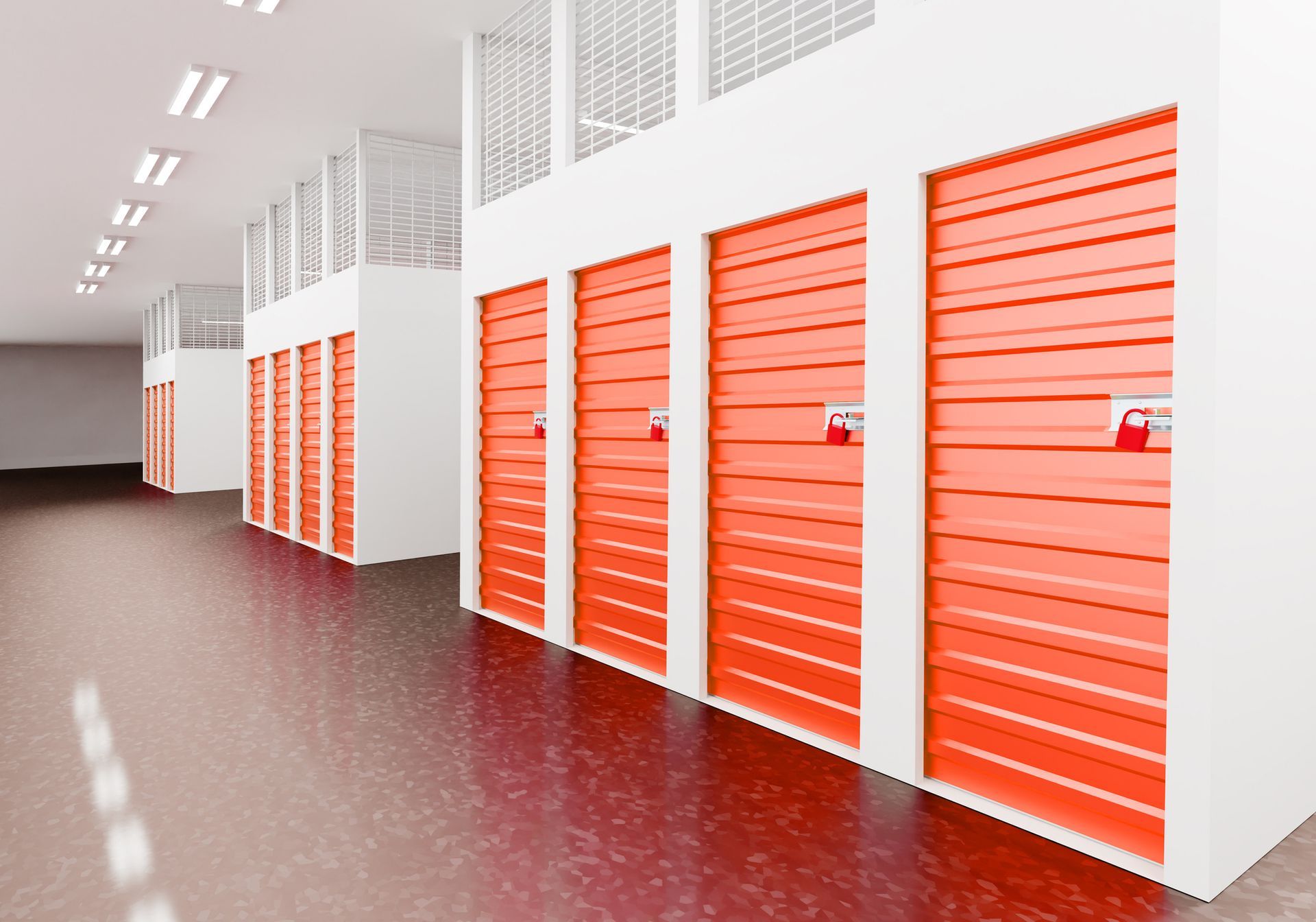 Corridor with storage units from East Bay Mini Storage in Daphne, AL