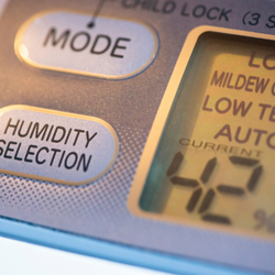 Close-up of a control panel with buttons