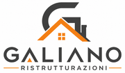 Logo di Galiano Ristrutturazioni con un'icona stilizzata di un tetto di casa nero e arancione.