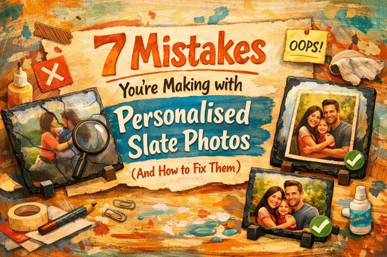 Advertisement for personalized slate photos: