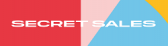 The word secret sales is on a red and blue background.