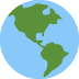 Green and blue globe showing North and South America.