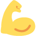 Flexed bicep emoji, yellow with an orange curve marking the muscle.