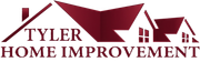 Tyler Home Improvement logo with maroon rooflines and house icons on a white background