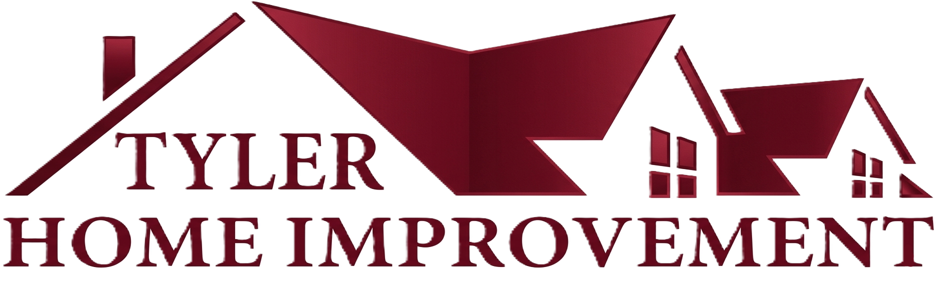 Tyler Home Improvement logo with maroon rooflines and house icons on a white background