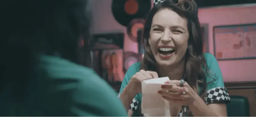 Two Actors in Acting Reel in Diner