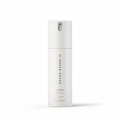 White skincare bottle with silver cap on a plain white background