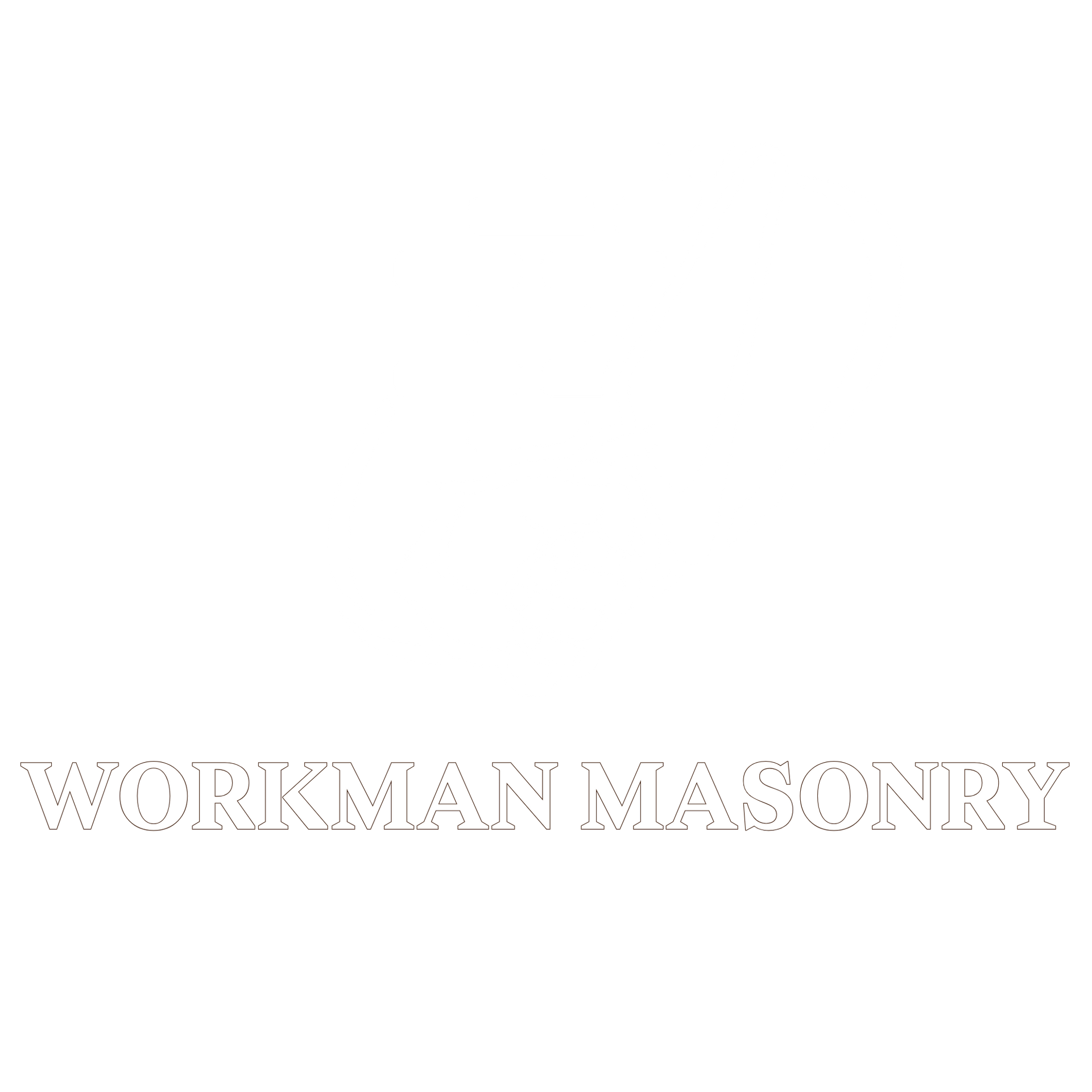 A white background with the words `` workman masonry '' written on it.
