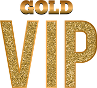 Gold glitter text reading “VIP” with “GOLD” above it.