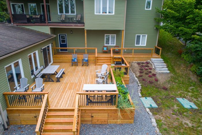 Deck with chairs and tables
