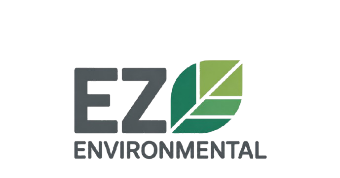 EZ Environmental logo with gray &ldquo;EZ&rdquo; and green leaf icon above the word &ldquo;ENVIRONMENTAL&rdquo;
