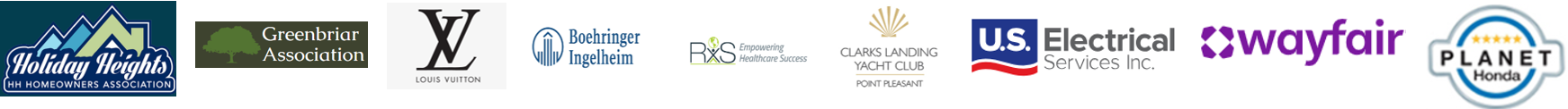 Logos of several companies, including a mountain, a green rectangle, a DNA strand, and a 