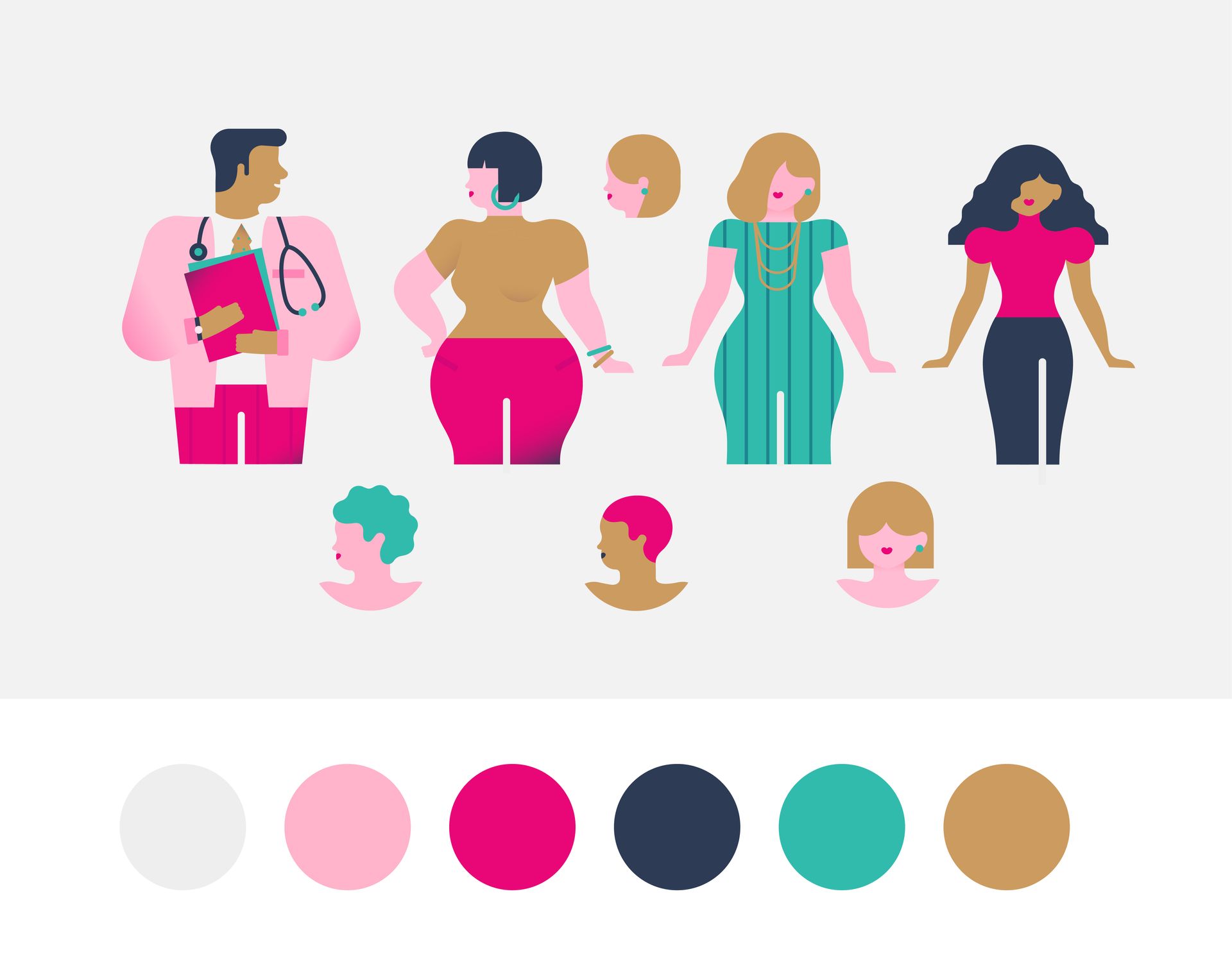 Quebec breast cancer foundation. Illustration and layout for the breast cancer foundation app