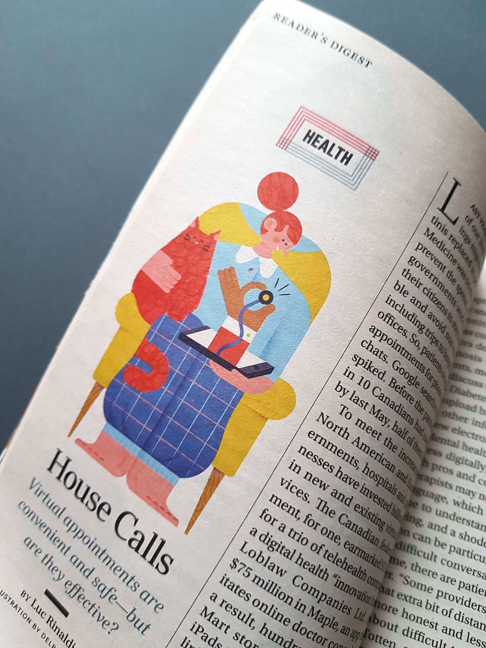 Readers Digest. Illustration about e-doctor appointment