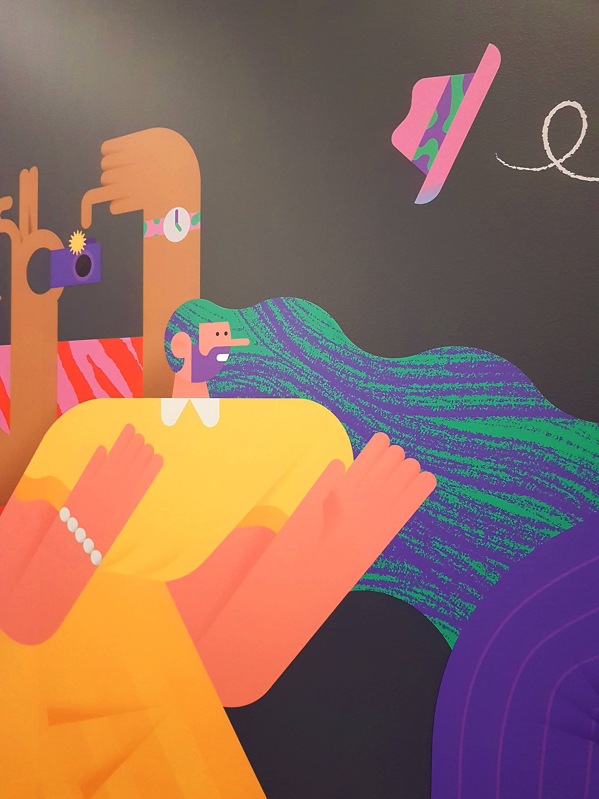 Palais des congres. Illustrations for a mural hallway