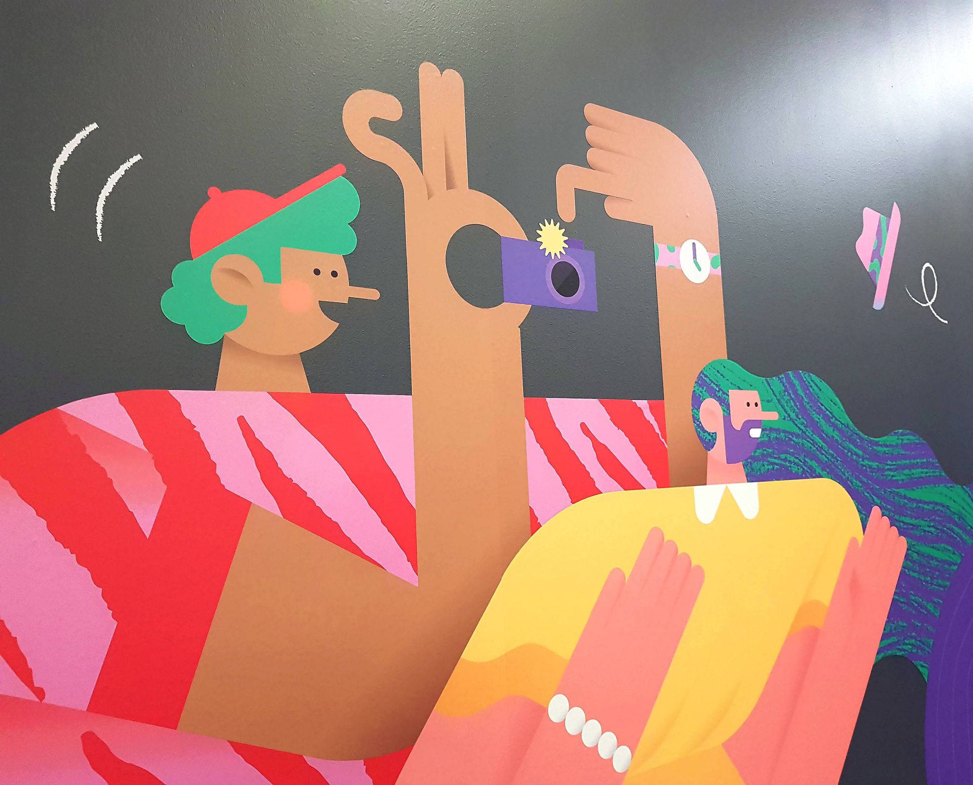 Palais des congres. Illustrations for a mural hallway