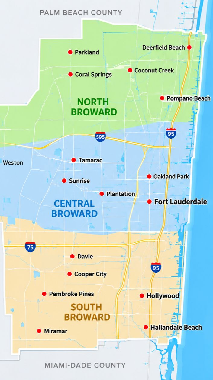Map of Broward County, Florida.
