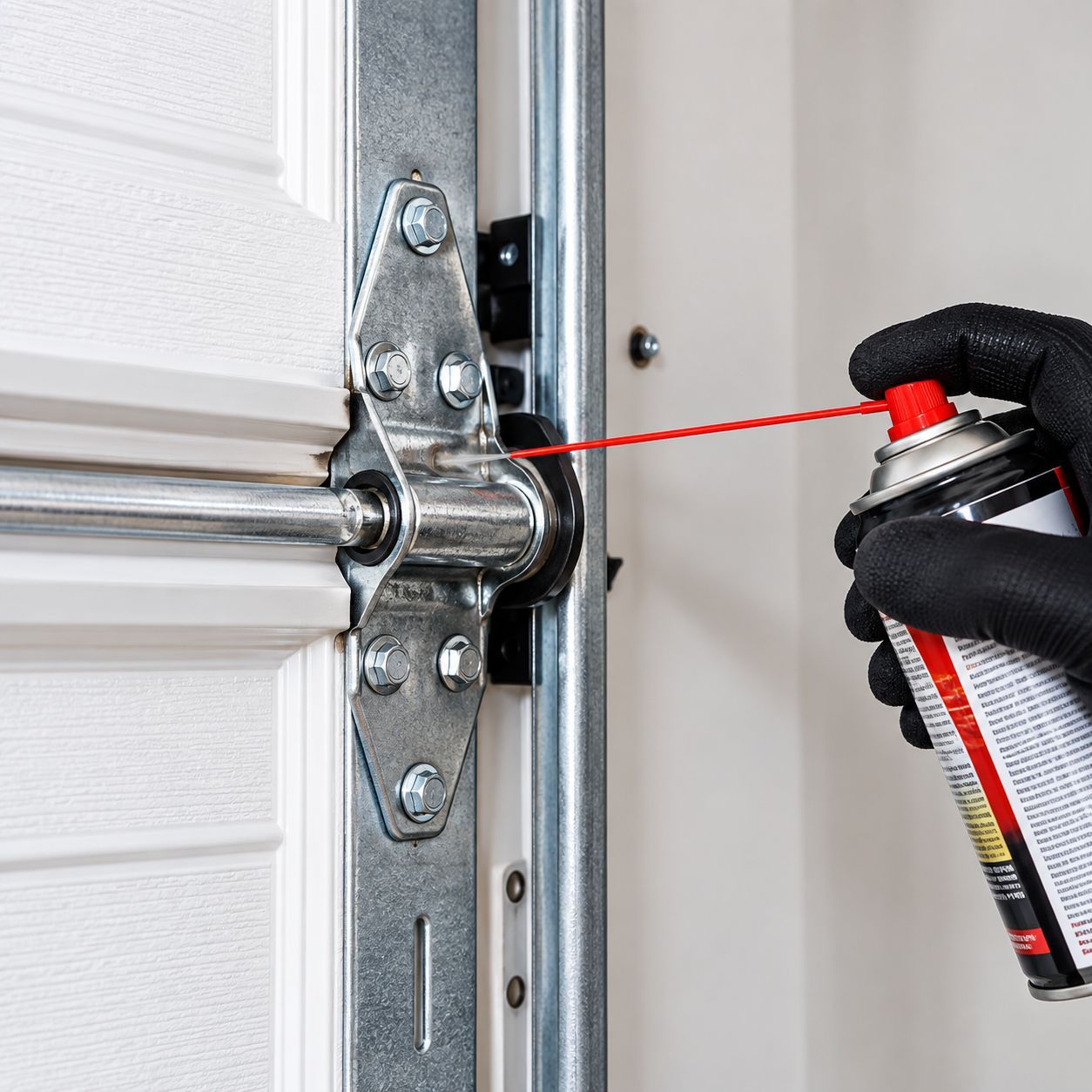 Garage door professional lubricating moving door components