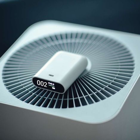 A small device sitting on top of a white air purifier