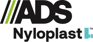 ADS Nyloplast logo in black, green, and light blue text