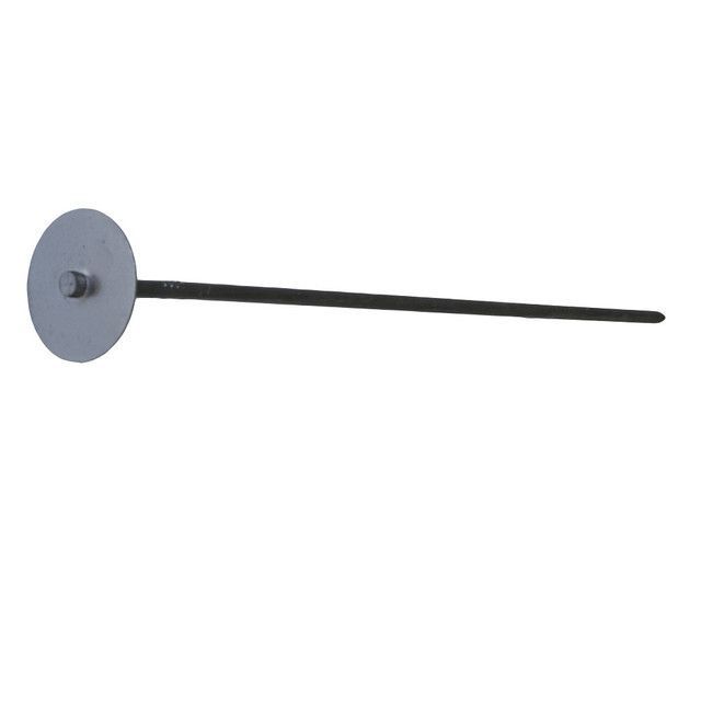 Gray wall-mounted metal rod with a circular base plate