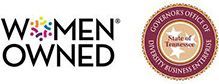 Women Owned logo beside State of Tennessee Governor's Office of Diversity Business Enterprise seal