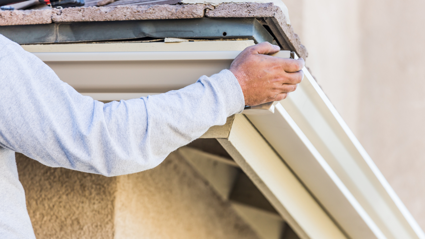 New gutter installation on a residential home in Sebring FL