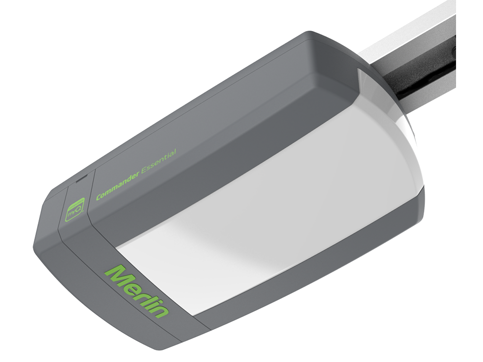 A merlin garage door opener is shown on a white background.
