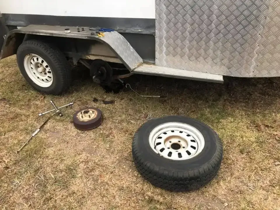 A Trailer With a Flat Tire — Total Caravan Repairs in Nabiac, NSW