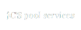“JCS pool services” logo in light blue and gray text on a white background