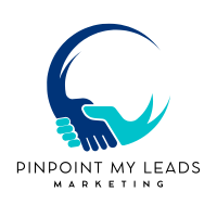 Logo: Two hands shaking, enclosed in a blue and teal crescent.