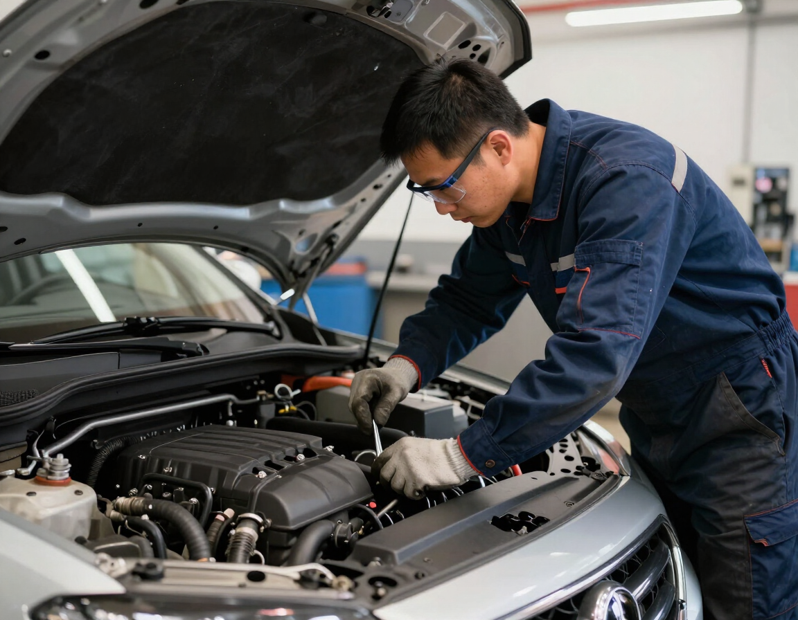 Auto mechanic at work