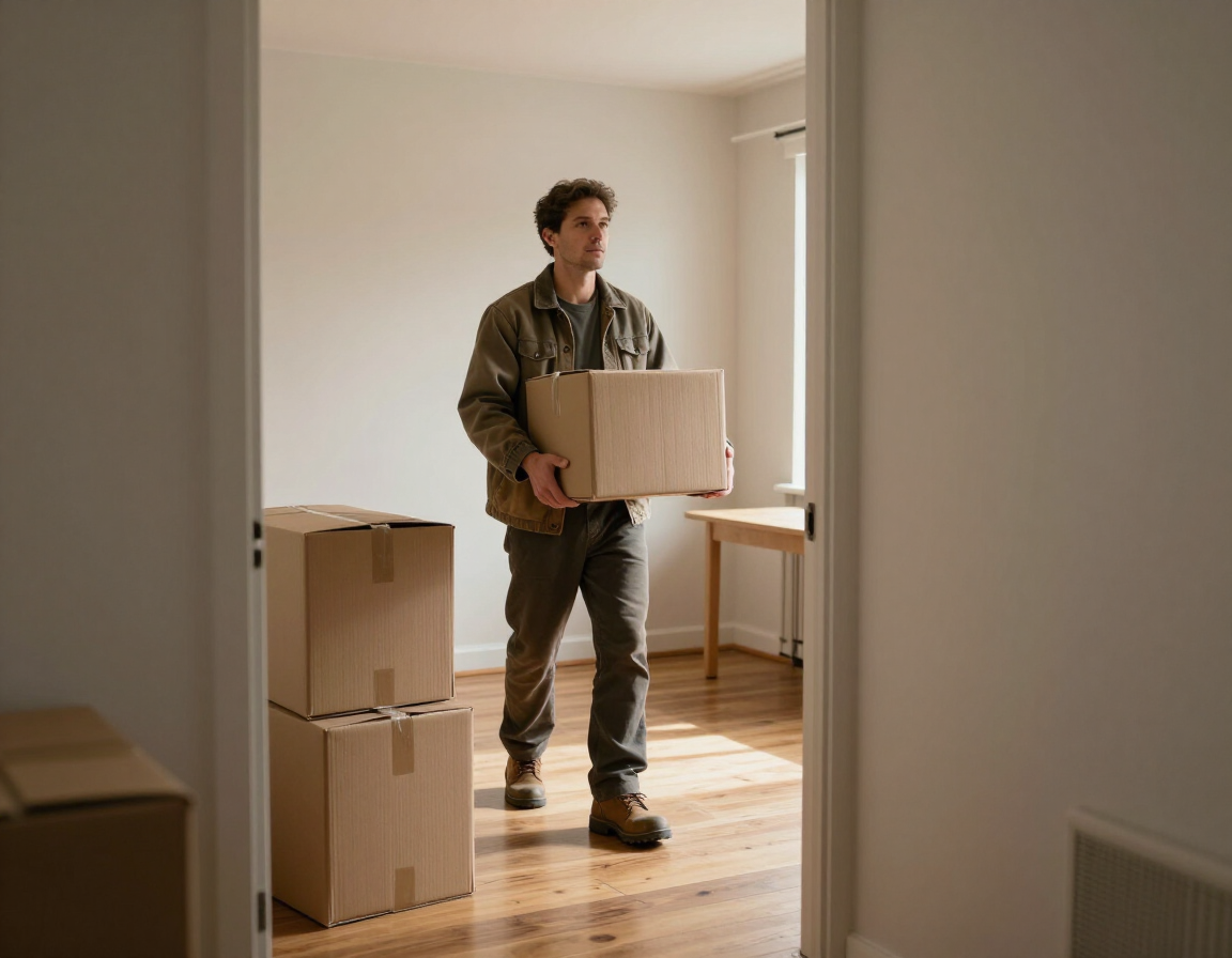 Person moving forward into a new job or home